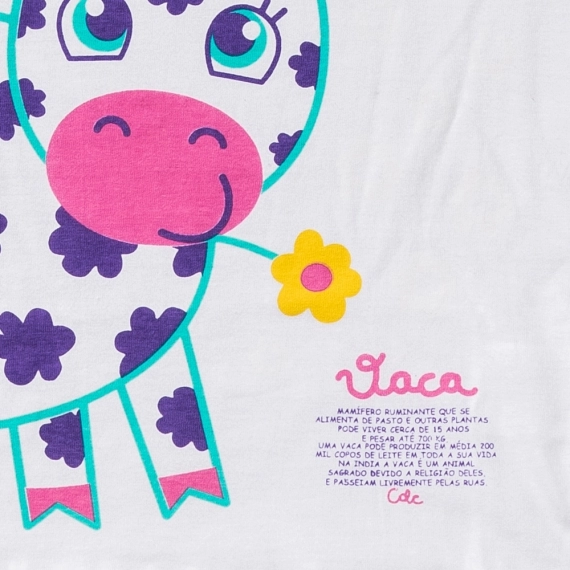 Vaca Pijama Feminino Curto que Brilha no Escuro Cara de Sono